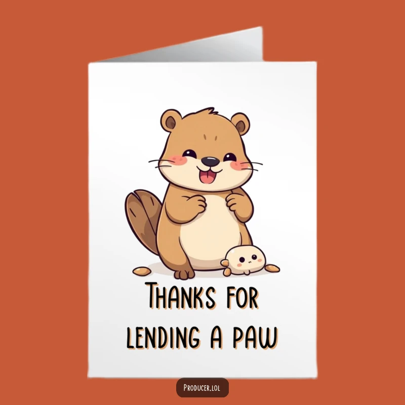 Free Printable Thank You Card: Beaver's Effortful Thanks Funny Downloadable Gift