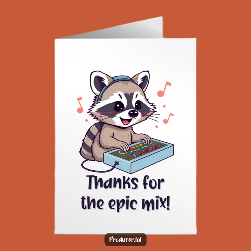 Free Printable Thank You Card: Raccoon DJ Spins Beats to Show Gratitude, Print Now!