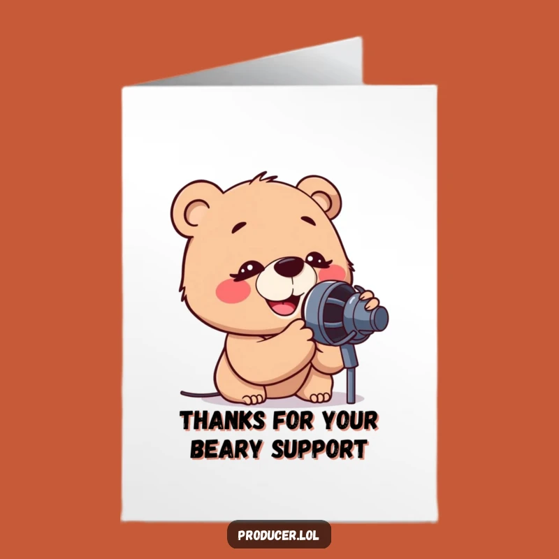 Free Printable Thank You Card: Humorous Bear Expresses Gratitude with a Big Song