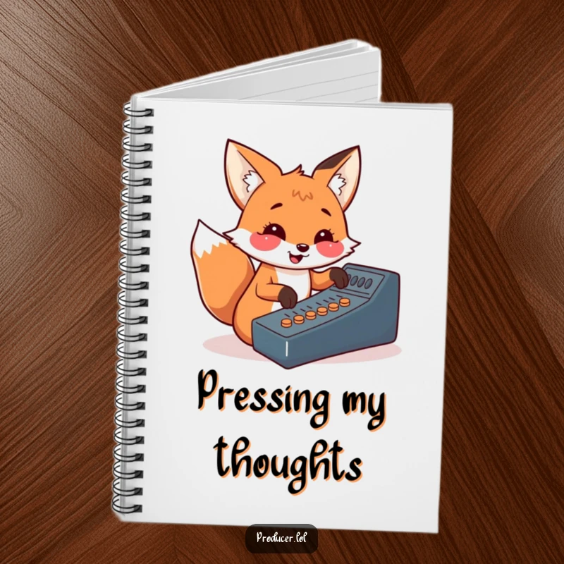 Funny fox notebook, writing music ideas, DJ theme, journal for creativity, ideal gift for music lovers.