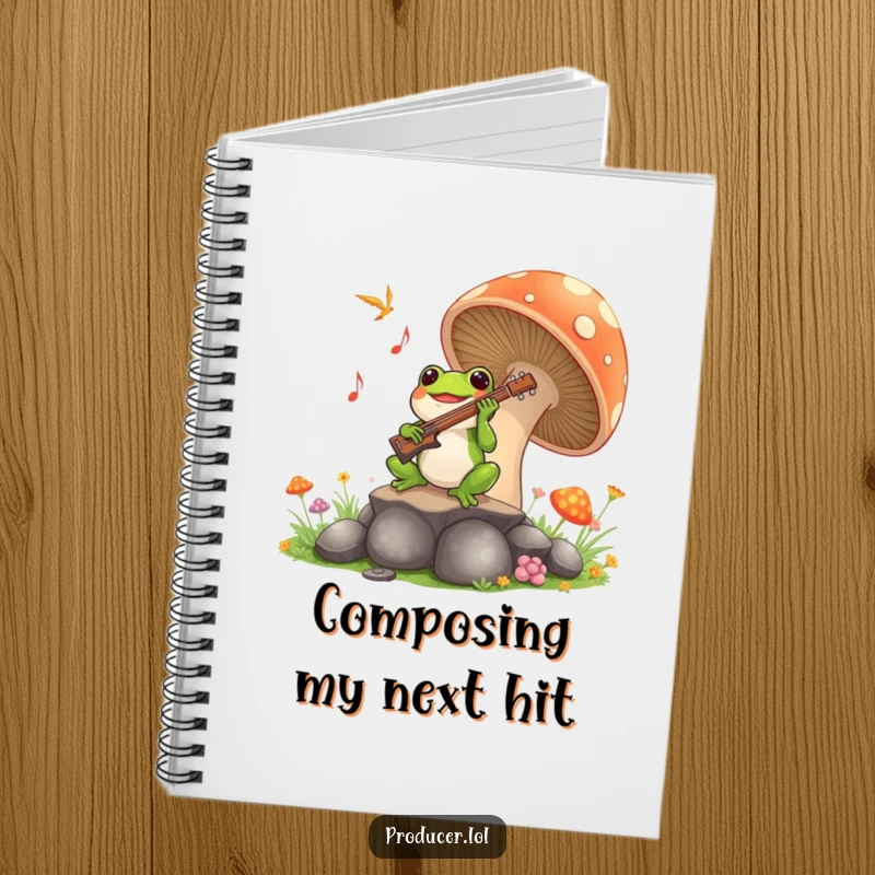Funny Frog Symphony Notebook: A joyful frog plays music from a mushroom, a hilarious and practical notebook for creative minds.