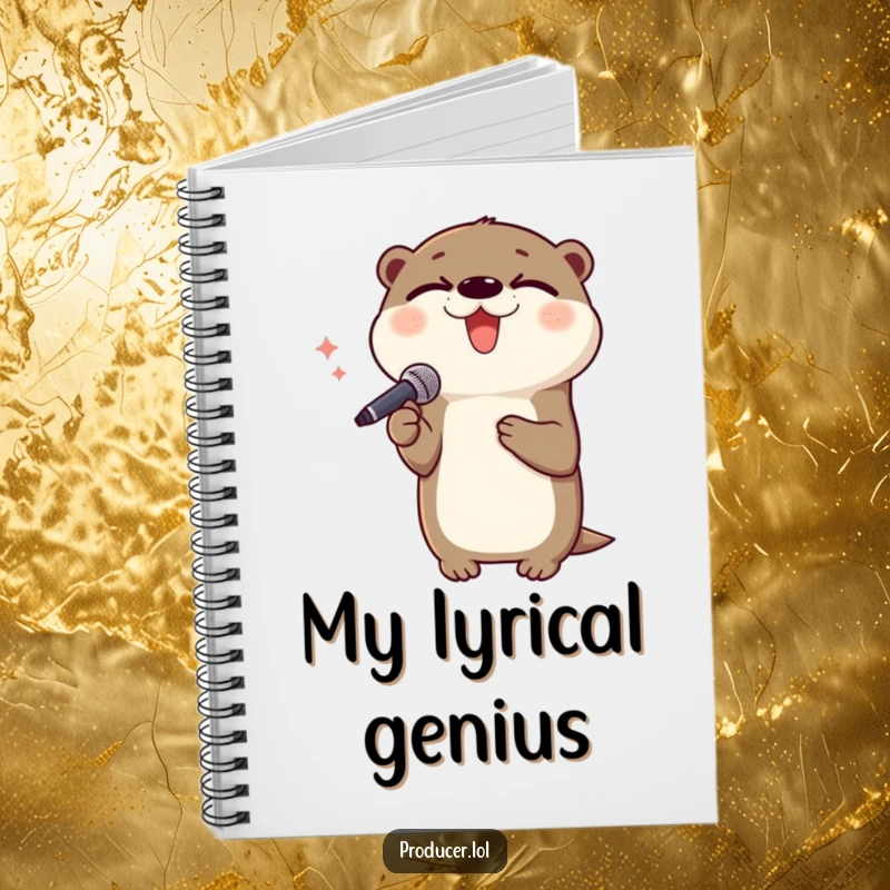 Funny otter notebook, writing lyrics, singer theme, journal for creativity, ideal gift for musicians.
