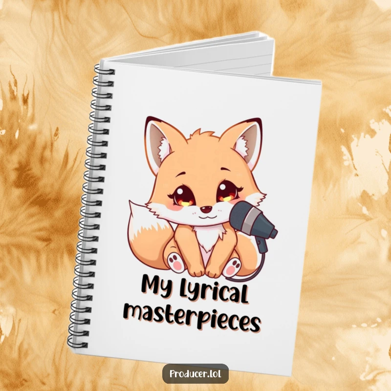 Funny Fox Singer Notebook: A cuddly fox leaning into a microphone with bright eyes, ideal for writing lyrics and melodies.