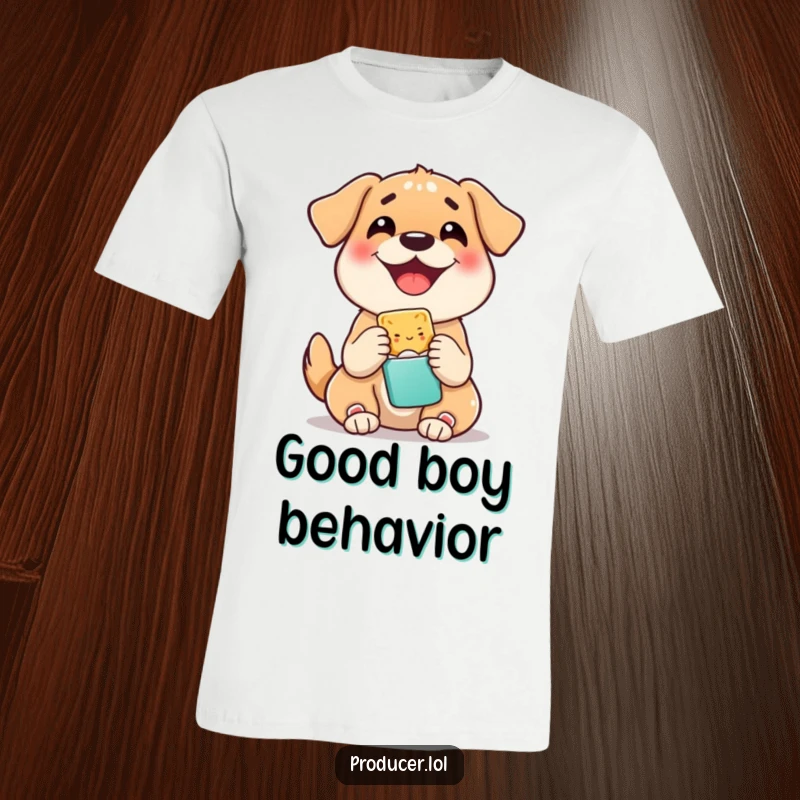 Funny t-shirt depicting a happy dog joyfully sharing a snack, capturing pure canine delight and generosity, great for dog fans.
