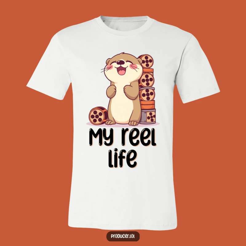 Funny Otter Film Tee: Laughing Reels Stacker - Great Funny Gift!