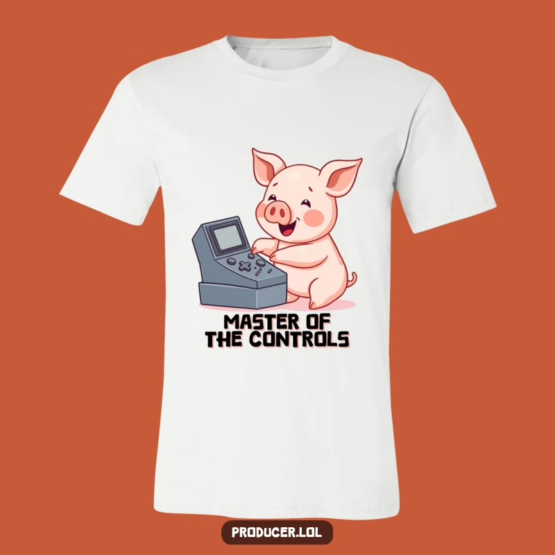 Funny Pig Console T-Shirt - Button Pusher Tee for Tech Fans