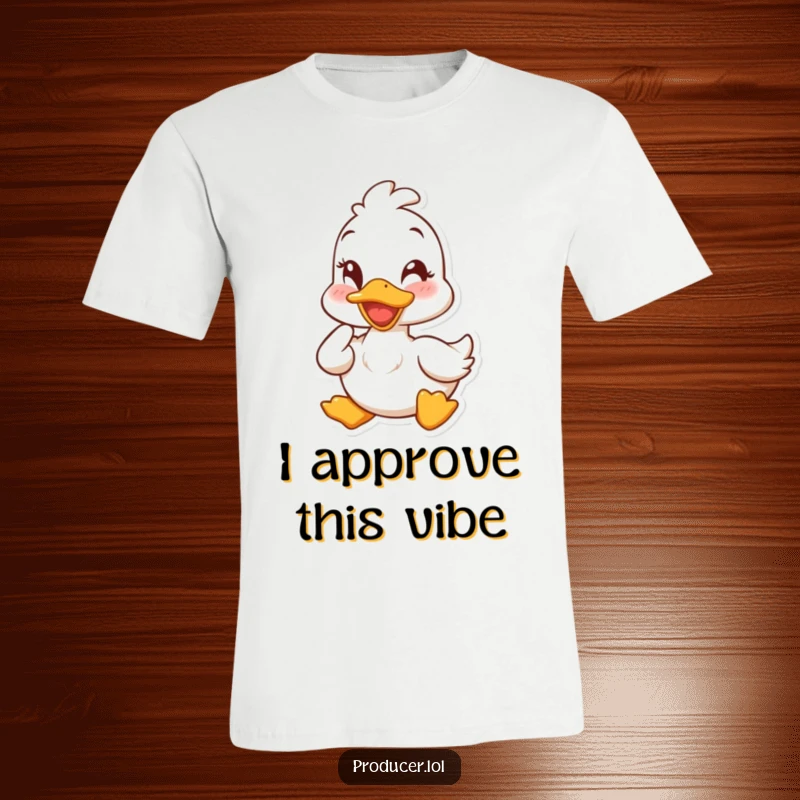 Funny duck t-shirt showcasing a cheerful duck giving a quick nod and a wink, perfect for spreading joy.