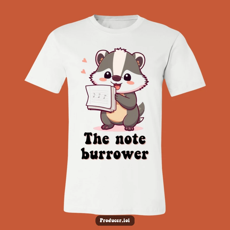 Funny Badger Producer T-Shirt: Hilarious Music Notes Tee for Organized Creatives
