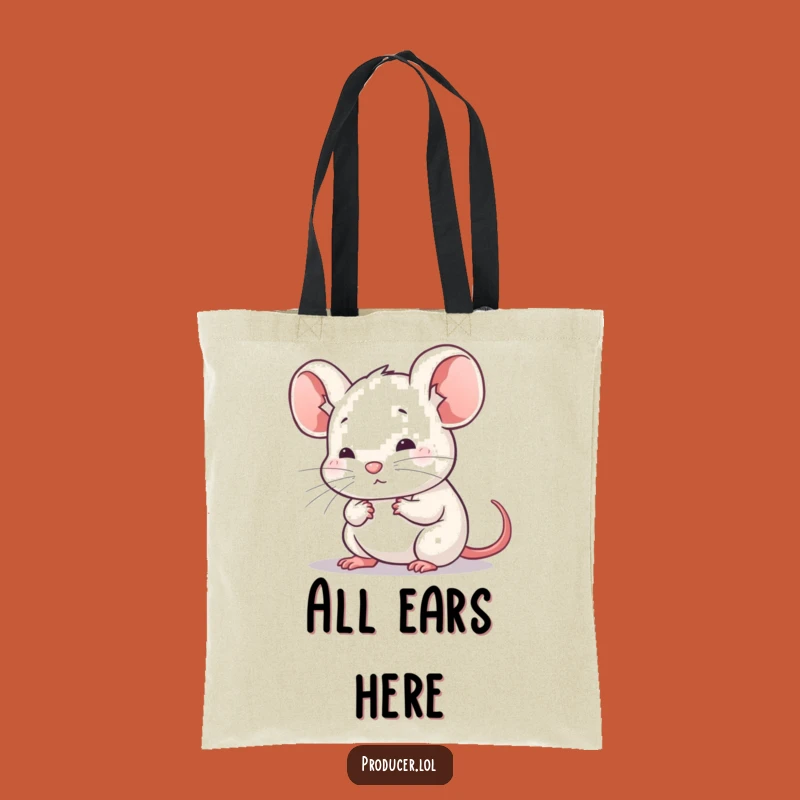 Funny Mouse Listening Tote Bag: Carry Your Focus Gift