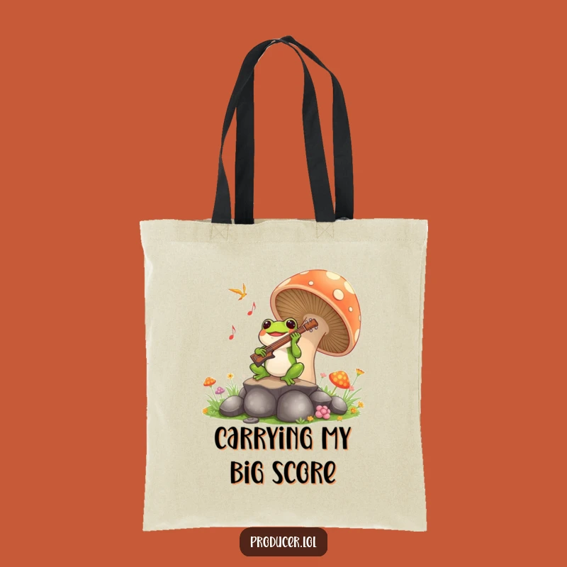 Funny Frog Symphony Tote Bag: Carry Your Tunes in this Hilarious Mushroom Bag