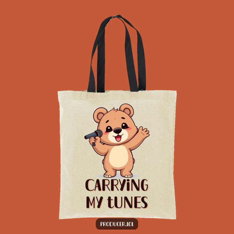 Funny Bear Cub Mic Tote Bag: Your Perfect Funny Gift for Everyday Star Power!
