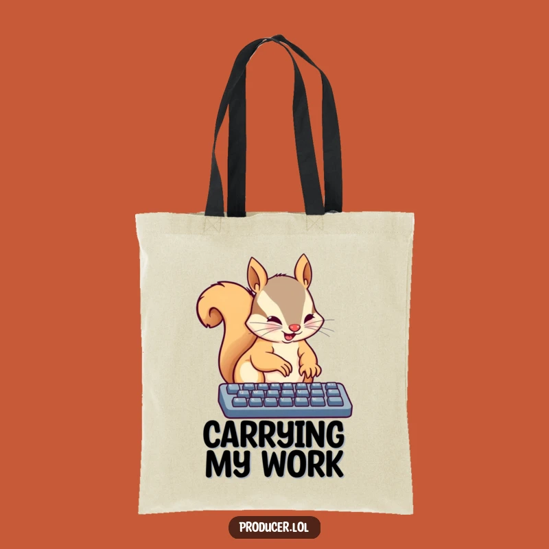 Funny Squirrel Keyboard Tote Bag: Carry Your Work, Hilarious Style, Great Gift