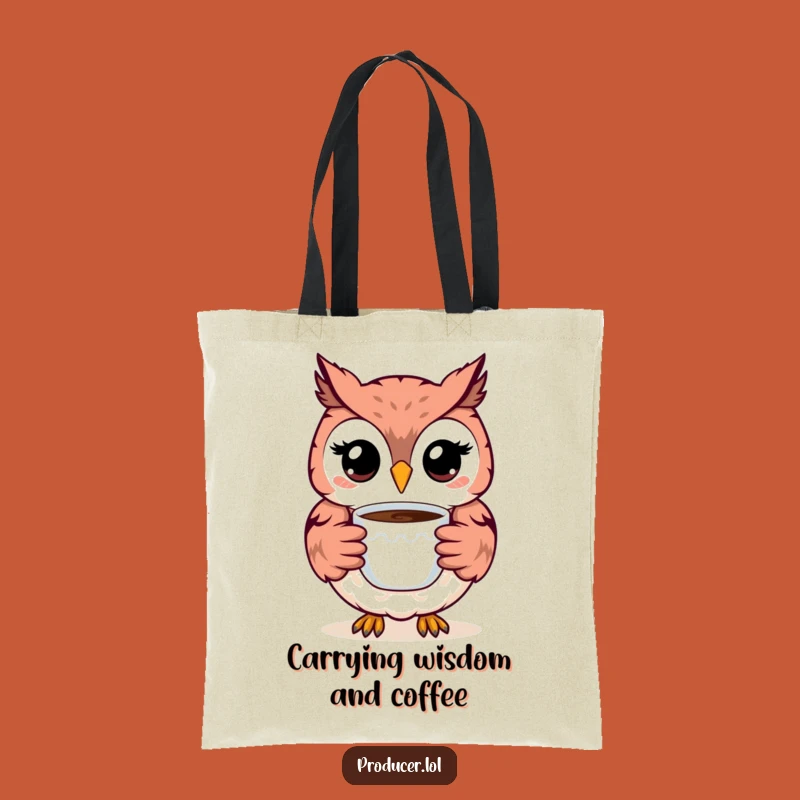 Funny Owl Tote Bag: Happy Smiling Owl Coffee Bag - Eco-Friendly & Hilarious Gift!