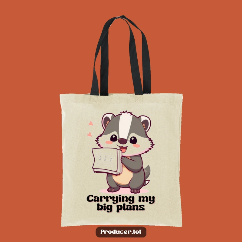 Funny Badger Producer Tote Bag: Stylish & Hilarious Music Notes Carry-All