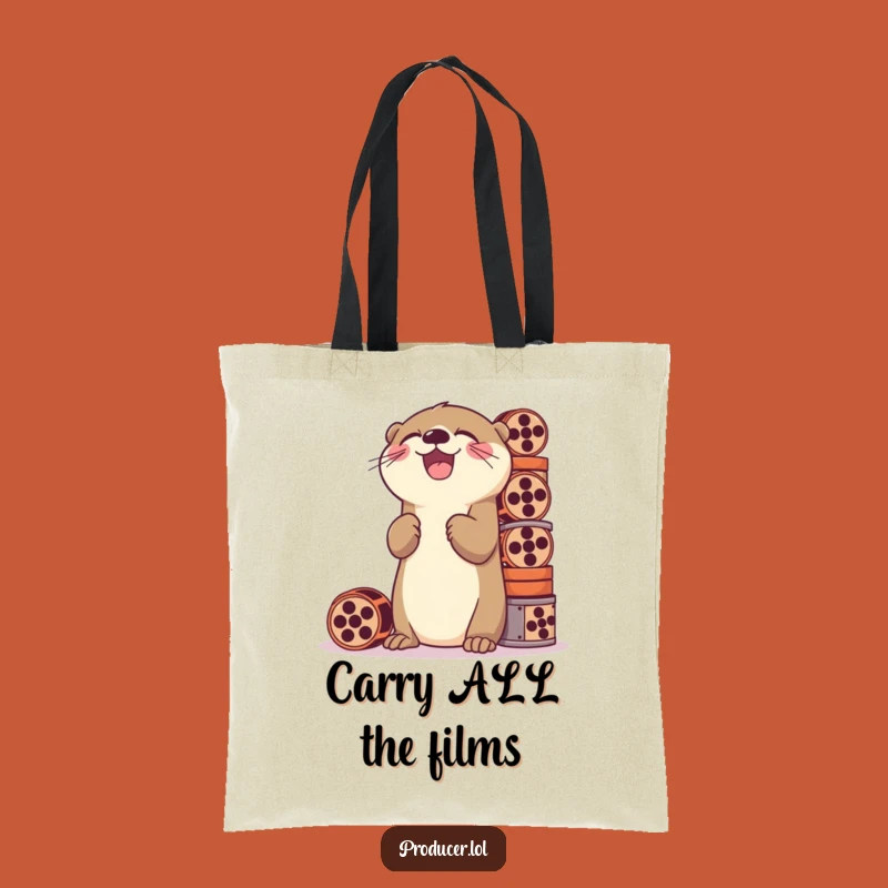 Funny Otter Film Tote Bag: Reels Stacker Character - Practical Funny Gift!