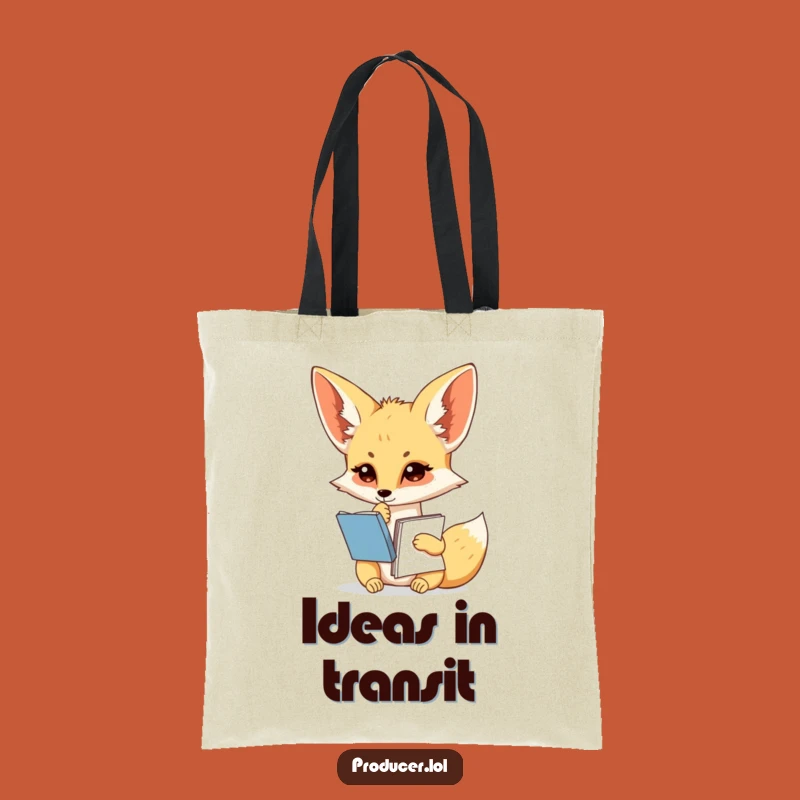 Funny Fennec Fox Tote Bag - Pondering Script Notebook Carry-All